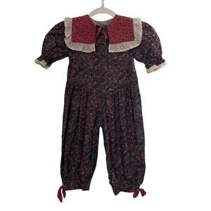 Vintage Handmade Baby Toddler Girls Floral Romper 80's 90's No Size